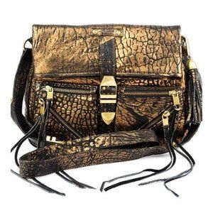 RARE Rebecca Minkoff Metallic Main Squeeze bronze leather Crossbody bag
